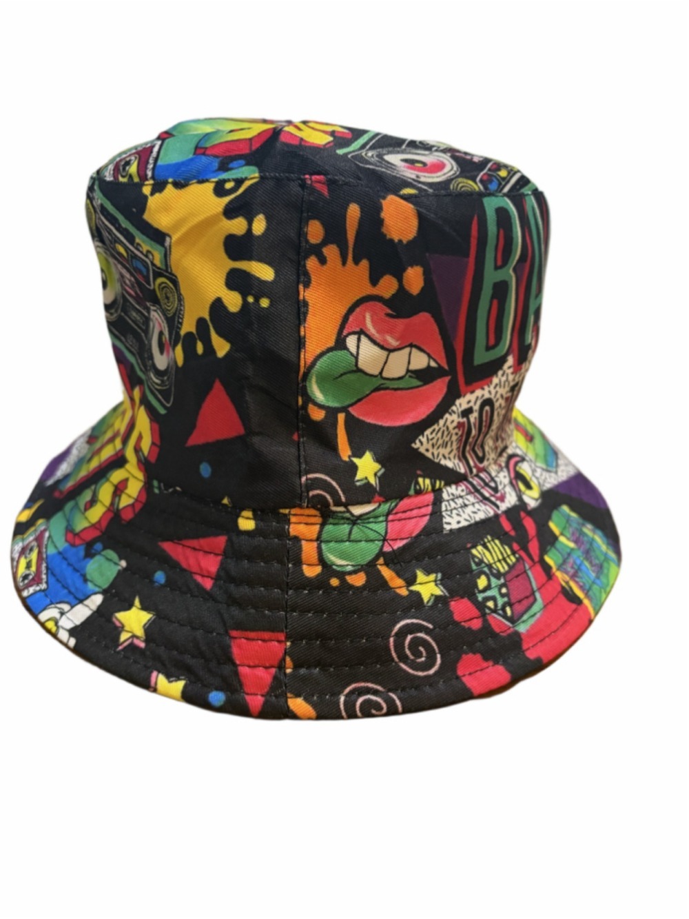 Bucket Hat Multi Color 80s Print - Picture 3 of 6
